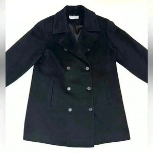 Forecaster Of Boston Women’s Pea Coat Jacket  Black Wool Double Breasted Size- 8